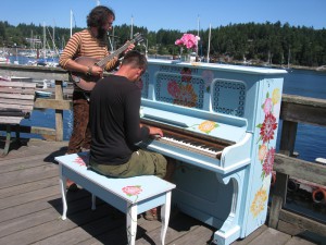 During the summer several brightly painted pianos were placed around town for anyone to play.