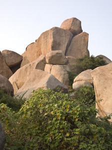 A formation of giant boulders in Hampi.