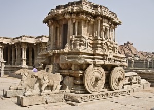 Carved stone shrine in the form of a chariot, Hampi.