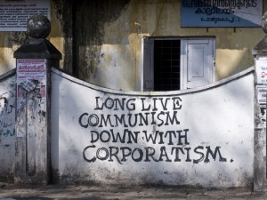 Pro-Communist slogan on a wall in Fort Kochi, Kerala.