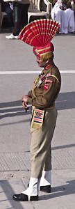 Indian border guard at the border closing ceremony.