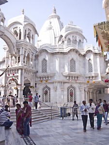 The ISKCON (Hare Krishna) temple in Vrindavan, India.